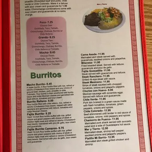 a menu for a mexican restaurant