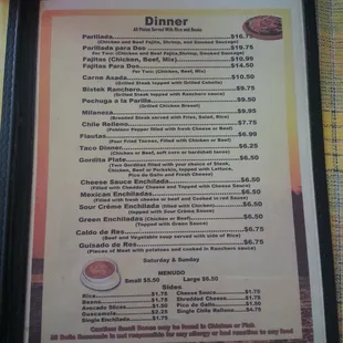 a menu for a mexican restaurant