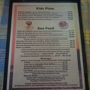 a menu on a table