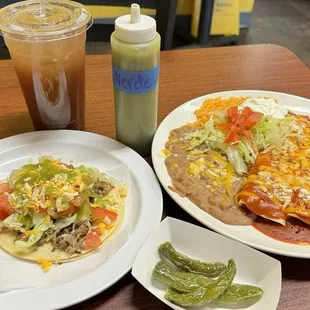 Enchilada plate either shredded beef