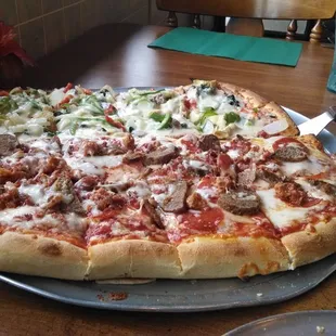 a pizza on a pan