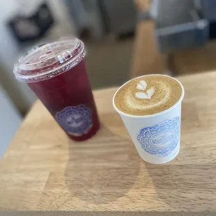 Iced Blueberry Jamaica (hibiscus), and Cappuccino Mexicano.  Spectacular!