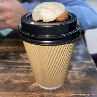 Almond Roca latte with a little panesito