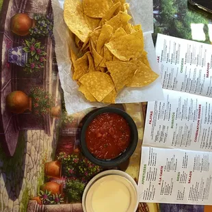 Chips, cheese, and salsa