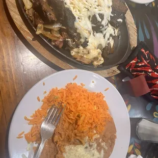 Steak and Cheese; Rice and Beans