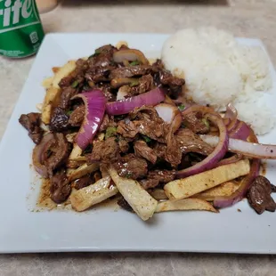 Lomo saltado (no tomato) really good