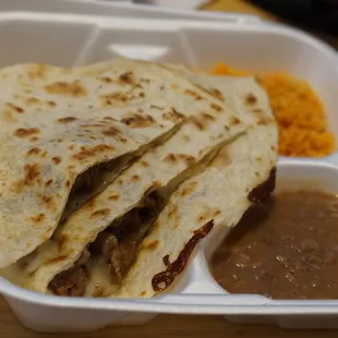 quesadilla and beans