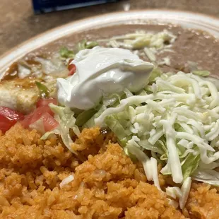 Smaller burrito, rice and beans