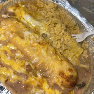 I got the combo plate with a potato taco, chicken enchilada with green sauce &amp; Chile Reno. So bomb!