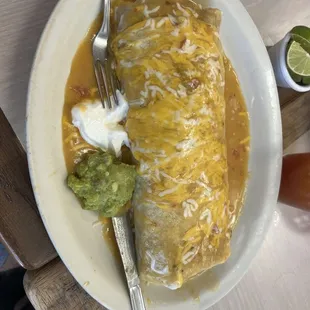 &quot;El Jefe&quot; breakfast burrito. Massive and delicious.