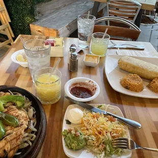 Chicken fajitas in a chimichanga