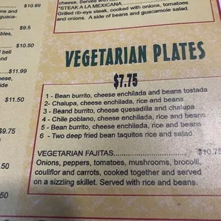 Look at #3 under the vegetarian plates. Do you see the misspelled word?