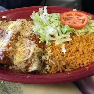 Spinach enchiladas combo.