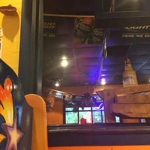 Looking at the bar area