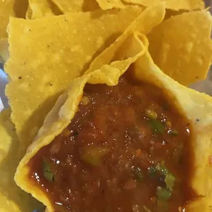 Homemade chips and salsa