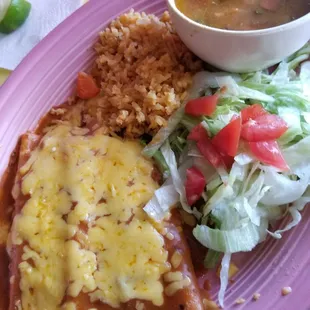 Cheese enchilada plate is good and the Charro Beans are delish!