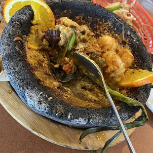 Dry ass Shrimp Molcajete