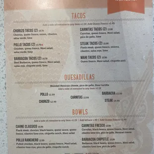 menu