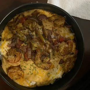 a pan of food on a table