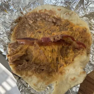 Bean bacon and cheese taco