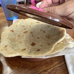Homemade huge flour tortillas