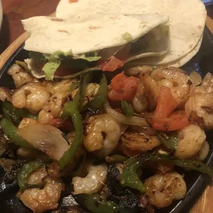 Shrimp fajitas