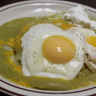 Spicy Green Enchiladas with egg