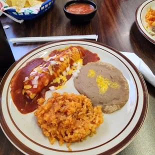 Chicken enchilada rice and beans