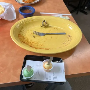 this is the after  of my plate. after your meal you get a nice little sorbet to cleanse your pallet.