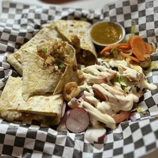 a plate of mexican food