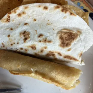Flauta and chicken quesadilla.