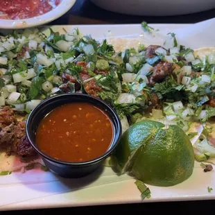 Street tacos. Hot and tasty but the tacos fell apart