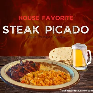 steak picadio and beer