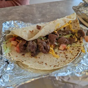 Beef fajita taco