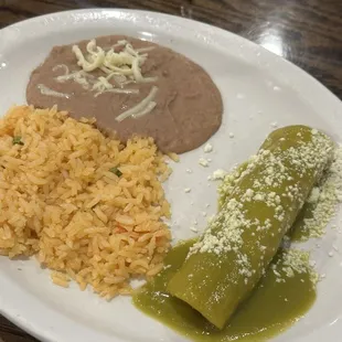 Kids enchilada with green sauce