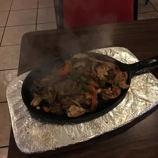 a pan of food on a table