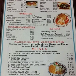 a menu for a mexican restaurant