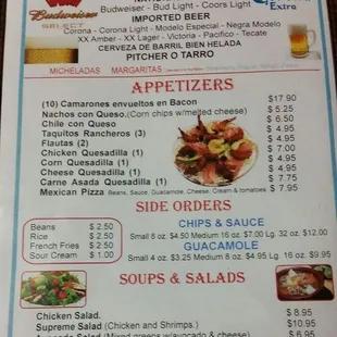 menu