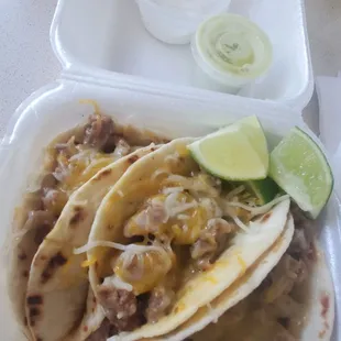 Fajita meat on flour tortilla added cheese