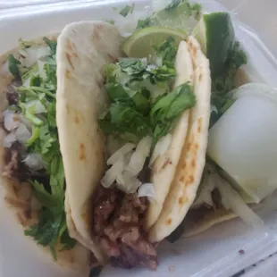 Barbacoa on flour tortilla