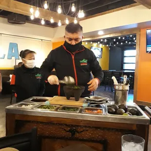 Pedro making us some tableside guacamole