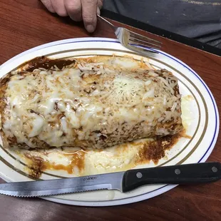 Look at the size of the burrito compared to his first