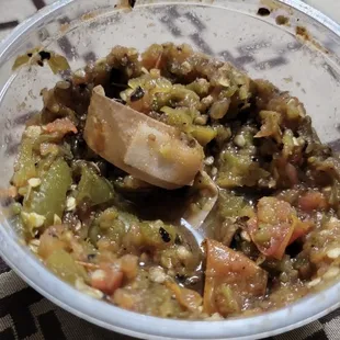 a bowl of food on a table