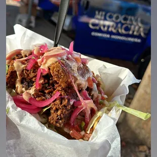 a sandwich in a basket