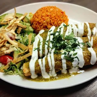 Crispy chicken enchiladas