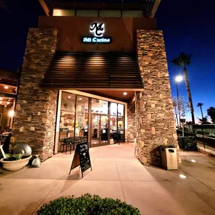 outside of a restaurant at night