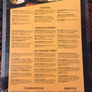 The other side of the menu