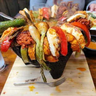 Molcajete (check out the fork at the bottom for scale) This was huge!