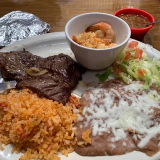 Carne Asada and Shrimp
