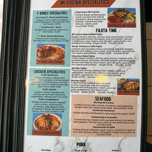 a menu for a mexican restaurant